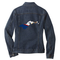 American Samoa Map Flag Drawing Line Art Ladies Denim Jacket | Artistshot