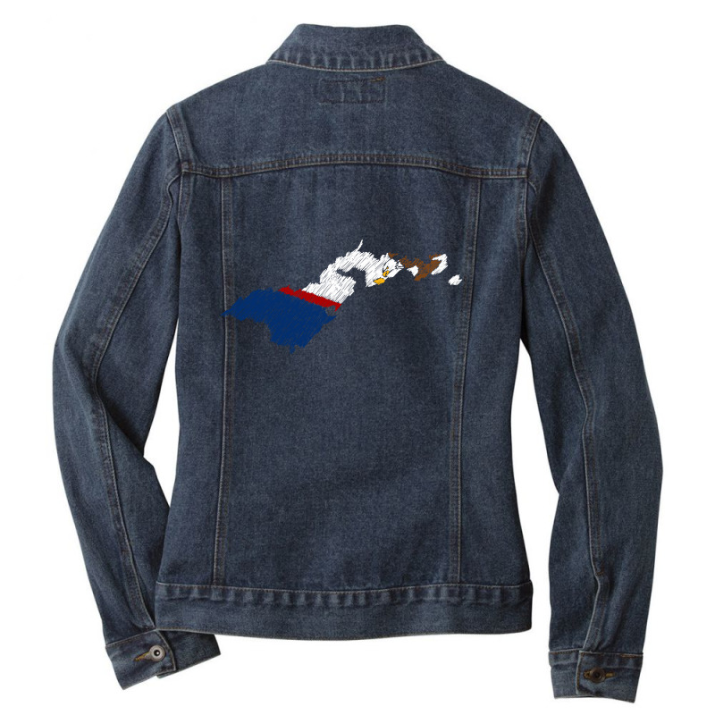 American Samoa Map Flag Drawing Line Art Ladies Denim Jacket by Erwin Saputra Art | Artistshot