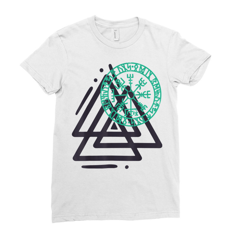 Vegvisir Valknut Viking Symbol Norse Mythology Nordic Rune T Shirt Ladies Fitted T-Shirt by annalfreddr3 | Artistshot