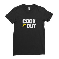 Cookout - Vintage Chalk Texture - White & Black Ladies Fitted T-shirt | Artistshot