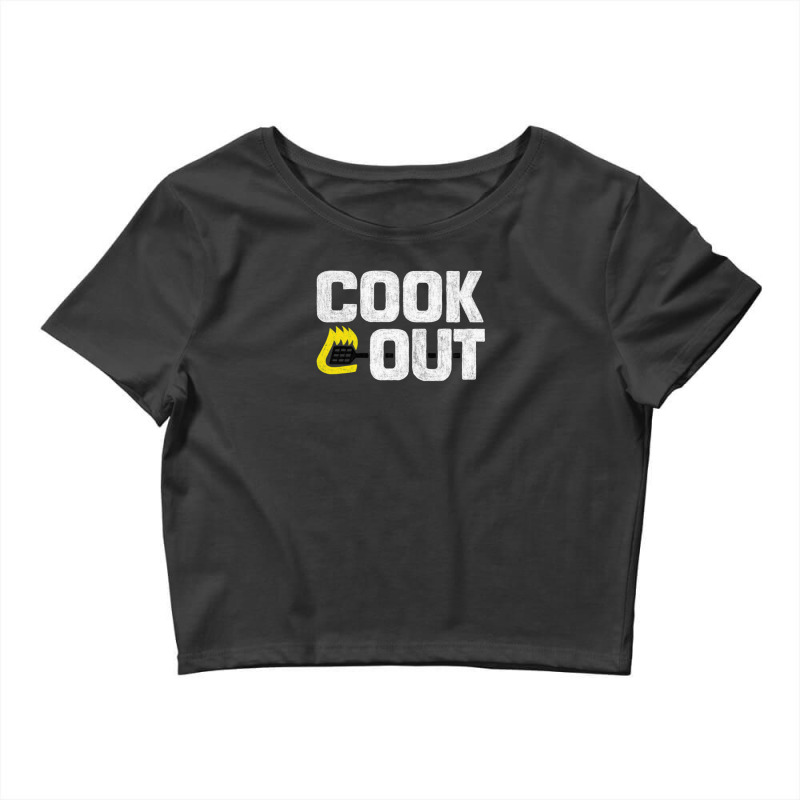 Cookout - Vintage Chalk Texture - White & Black Crop Top by AmyHogan | Artistshot