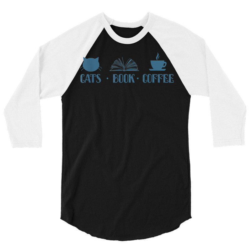 Cats Book Coffee Reading T Shirt 3/4 Sleeve Shirt | Artistshot