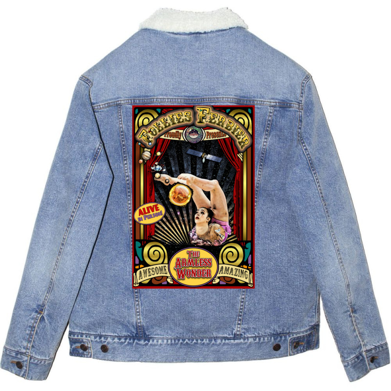 The Armless Wonder Sideshow Poster Unisex Sherpa-Lined Denim Jacket by gbenamurakuw | Artistshot