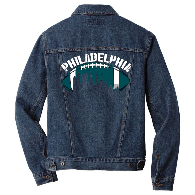 Philadelphia Football Vintage Philly City Retro American Football Ball Men Denim Jacket | Artistshot