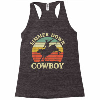 Vintage Simmer Down Cowboy Riding Bull Western Life Country T Shirt Racerback Tank | Artistshot