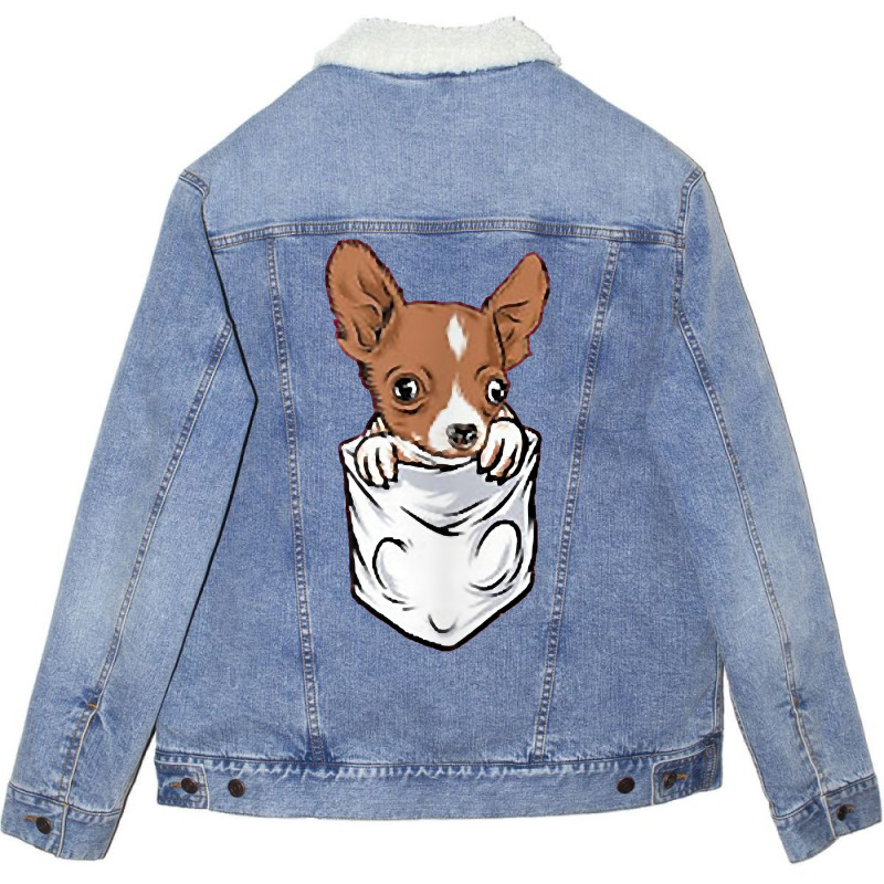 Chihuahua Dog In Pocket Funny Chihuahua T Shirt Unisex Sherpa-lined Denim Jacket | Artistshot