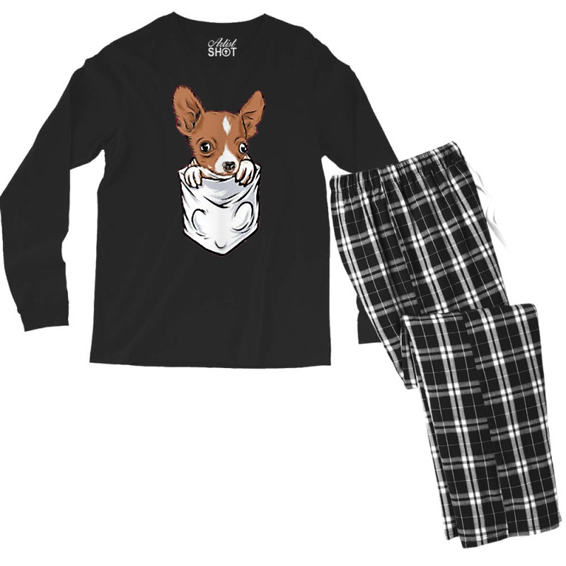 Chihuahua Dog In Pocket Funny Chihuahua T Shirt Men's Long Sleeve Pajama Set | Artistshot