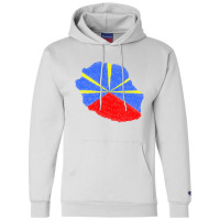 Reunion Island Map Flag Drawing Line Art Champion Hoodie | Artistshot