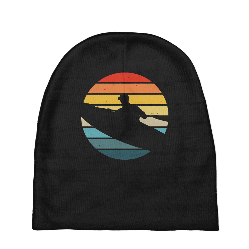 Canoe T  Shirt Canoeing Silhouette On A Distressed Retro Sunset Print Baby Beanies | Artistshot