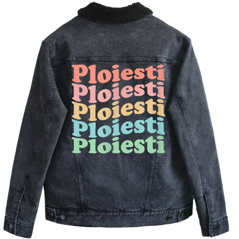 Vintage 70's Romania Hippie City   Retro Ploiesti T Shirt Unisex Sherpa-lined Denim Jacket | Artistshot