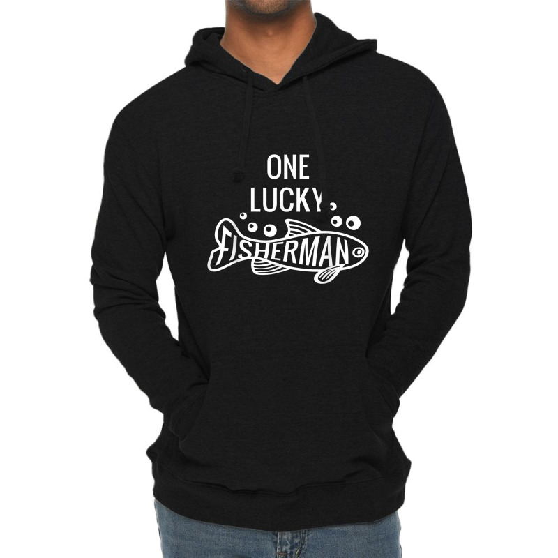 Mens One Lucky Fisherman Fishing Couples Matching Valentine's Day Lightweight Hoodie | Artistshot