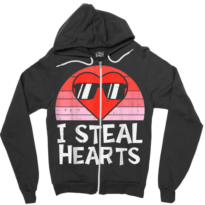 Kids I Steal Hearts Retro Toddler Baby Boys Valentines Day T Shirt Zipper Hoodie | Artistshot