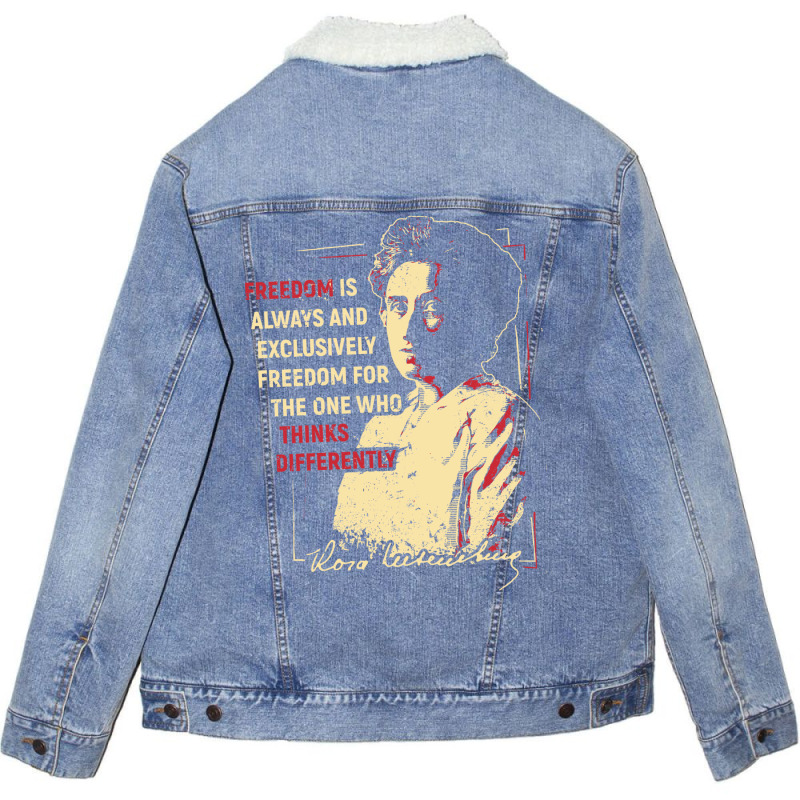 Rosa Luxemburg 3 Unisex Sherpa-lined Denim Jacket | Artistshot