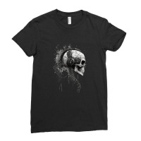 Cyberpunk Robotic Skull With Headphones Technology Ladies Fitted T-shirt | Artistshot