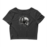 Cyberpunk Robotic Skull With Headphones Technology Crop Top | Artistshot