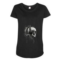 Cyberpunk Robotic Skull With Headphones Technology Maternity Scoop Neck T-shirt | Artistshot