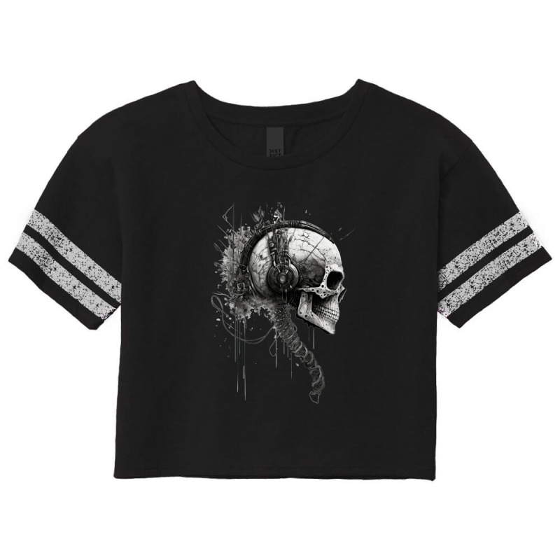 Cyberpunk Robotic Skull With Headphones Technology Scorecard Crop Tee by MarkBressi | Artistshot