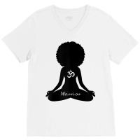 Womens Warrior Afro Goddess Curly Hair Self Care Om Yoga T Shirt V-neck Tee | Artistshot