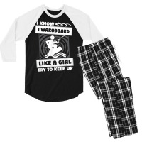 Wakeboarding Girl Wakeboarder   Wakeboard T Shirt Men's 3/4 Sleeve Pajama Set | Artistshot