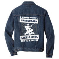 Wakeboarding Girl Wakeboarder   Wakeboard T Shirt Men Denim Jacket | Artistshot