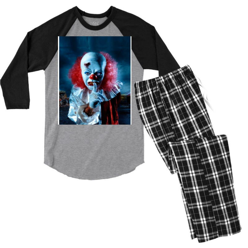 Scary Horror Clown Face Mask Men's 3/4 Sleeve Pajama Set | Artistshot