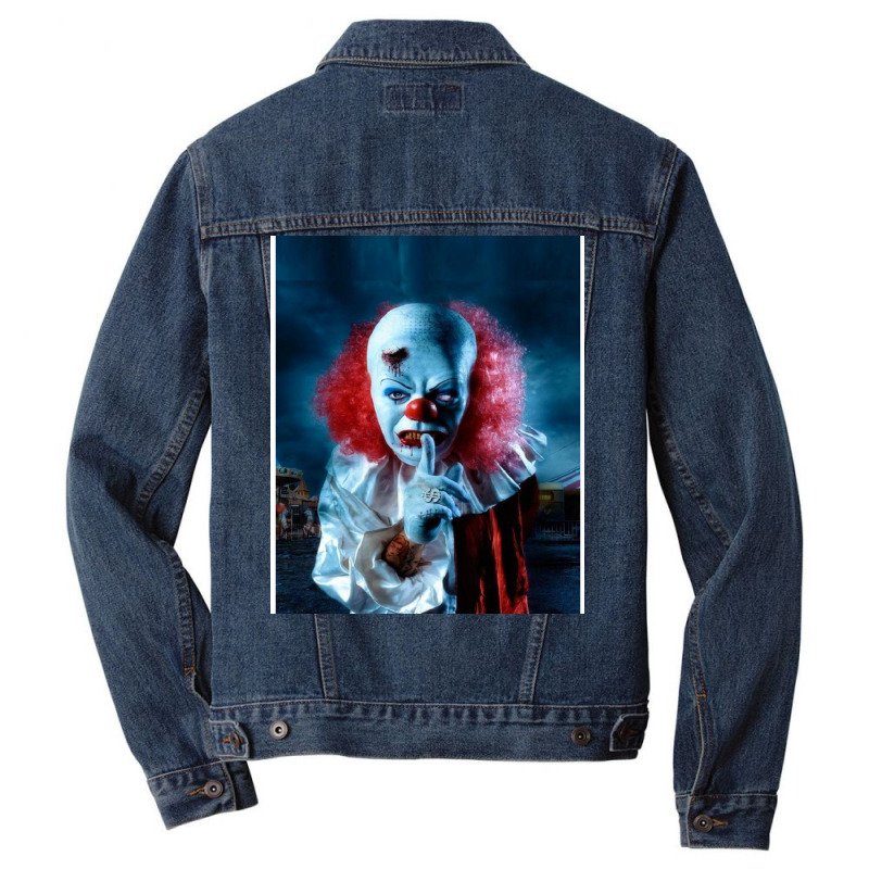 Scary Horror Clown Face Mask Men Denim Jacket | Artistshot