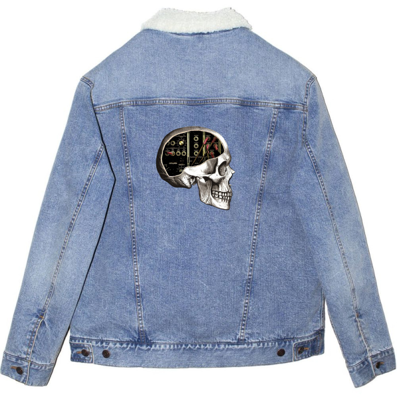 Analog Modular Synthesizer Skull For Synth Nerd Unisex Sherpa-lined Denim Jacket | Artistshot