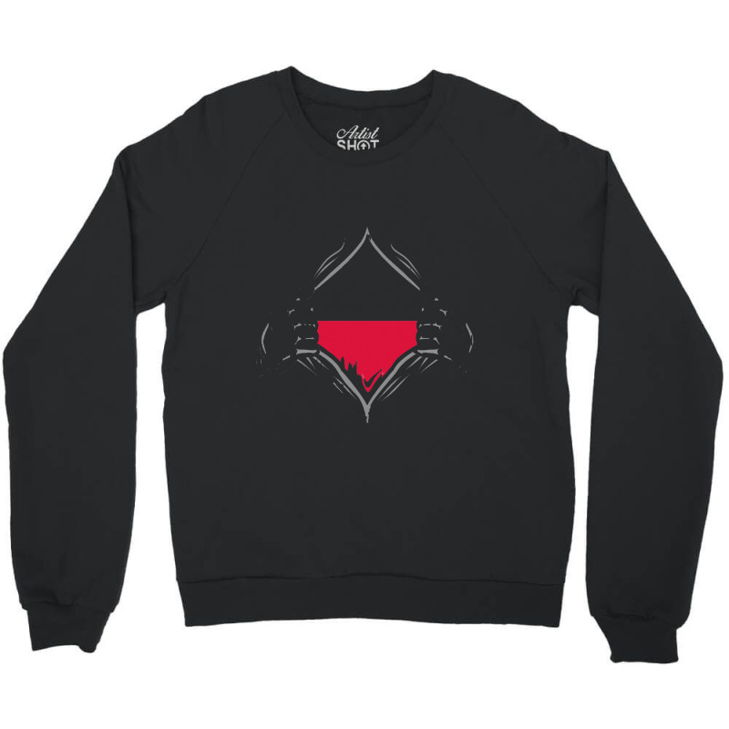 Poland  Two Hands Ripping Revealing Flag Of Poland Crewneck Sweatshirt | Artistshot