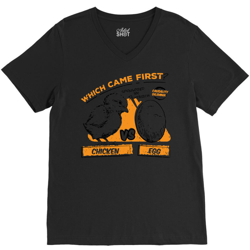 Who Came First   Chicken Vs Egg V-neck Tee | Artistshot