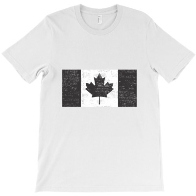 Distressed Black And White Canadian Flag T-shirt Designed By Chakib Alami
