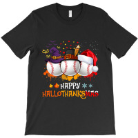 Baseball Happy Hallothanksmas Baseball Halloween And Christmas Autumn T-shirt | Artistshot