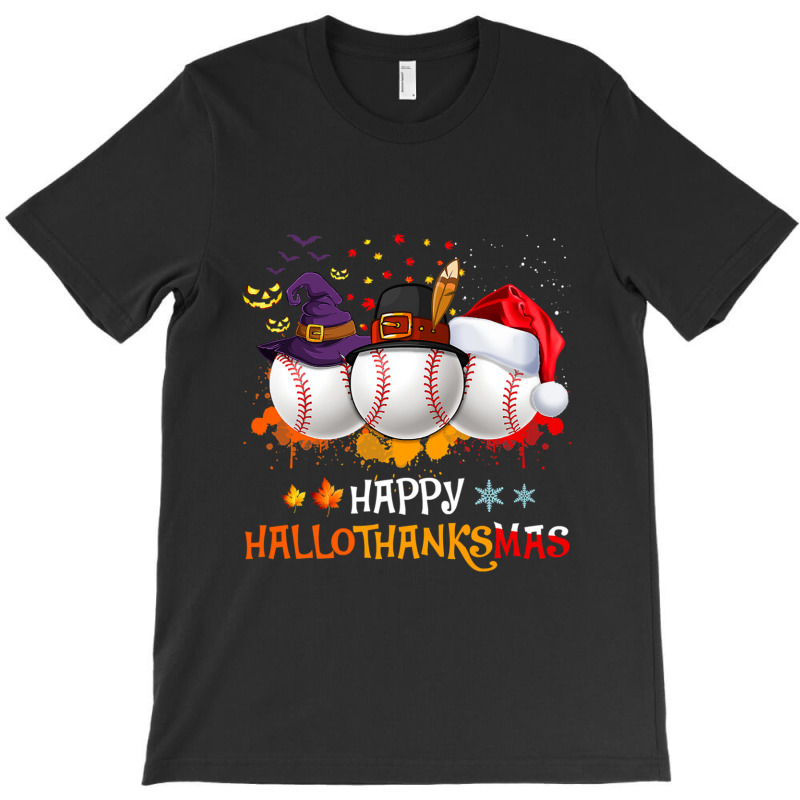 Baseball Happy Hallothanksmas Baseball Halloween And Christmas Autumn T-shirt | Artistshot