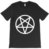 White Pentagram On Black Background T-shirt | Artistshot