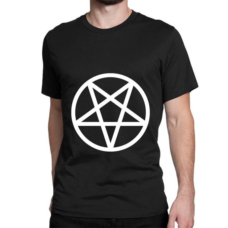 White Pentagram On Black Background Classic T-shirt by NANCYLTICKLE-SUMMERS | Artistshot