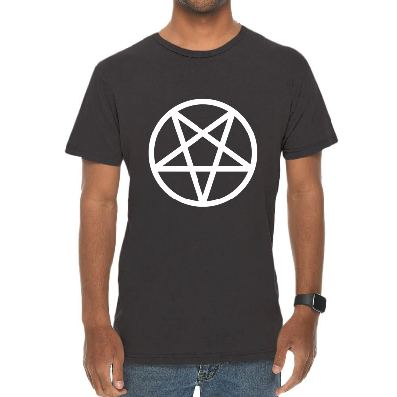 White Pentagram On Black Background Vintage T-Shirt by NANCYLTICKLE-SUMMERS | Artistshot