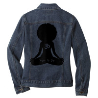 Womens Yoga Is Joy Black Girl Wellness Om Meditation Yoga T Shirt Ladies Denim Jacket | Artistshot