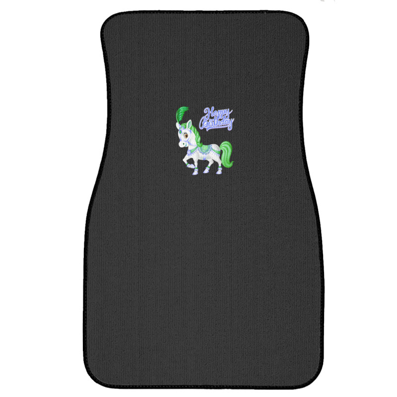 Birthday Carousel Horse! Greenpurple (on Black) Front Car Mat | Artistshot