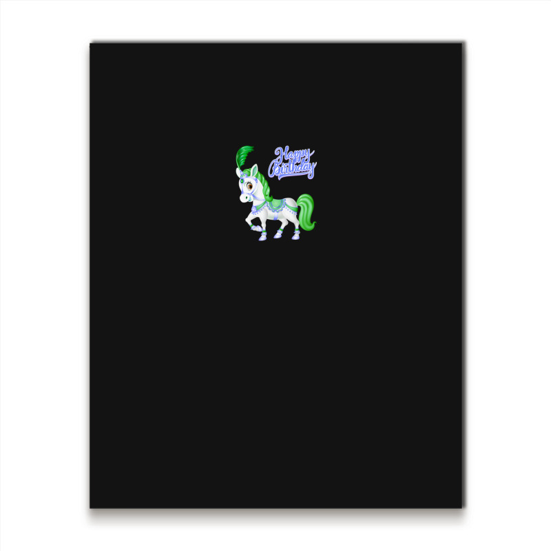 Birthday Carousel Horse! Greenpurple (on Black) Metal Print Vertical | Artistshot