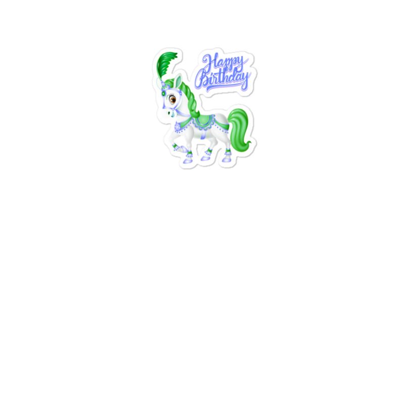 Birthday Carousel Horse! Greenpurple (on Black) Sticker | Artistshot