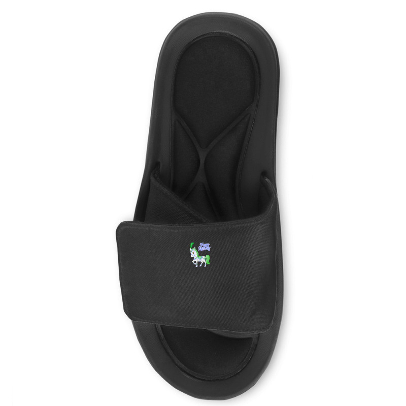 Birthday Carousel Horse! Greenpurple (on Black) Slide Sandal | Artistshot