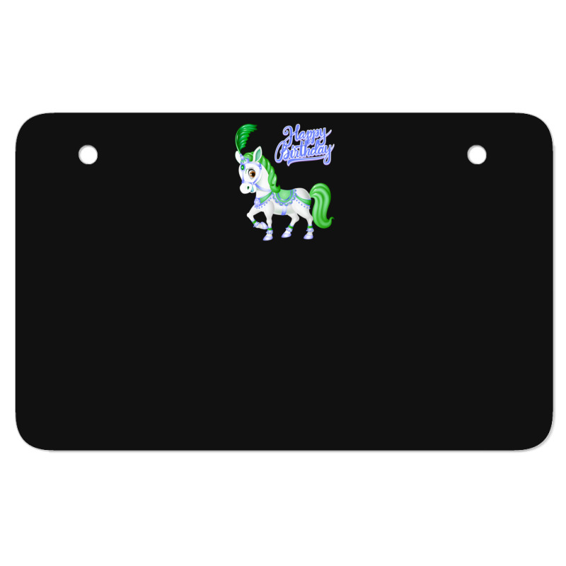 Birthday Carousel Horse! Greenpurple (on Black) Atv License Plate | Artistshot