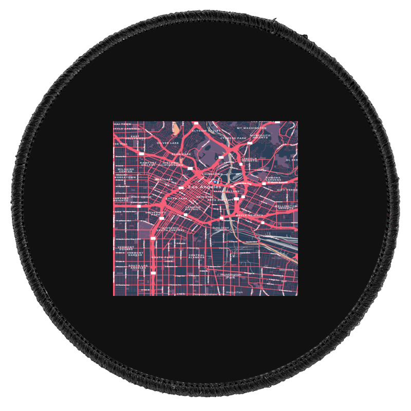 The City Of Angels Central La District Map Round Patch | Artistshot