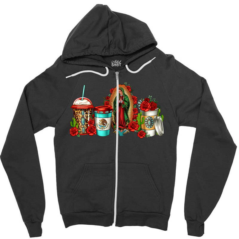 Lady Of Guadalupe Coffee Zipper Hoodie by Jasminsmagicworld | Artistshot