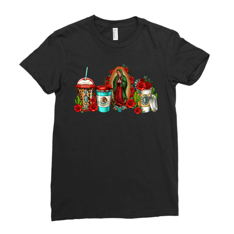 Lady Of Guadalupe Coffee Ladies Fitted T-Shirt by Jasminsmagicworld | Artistshot