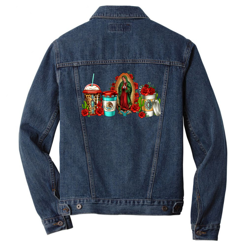 Lady Of Guadalupe Coffee Men Denim Jacket by Jasminsmagicworld | Artistshot