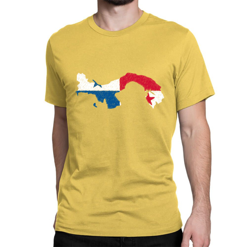 Panama Map Flag Drawing Line Art Classic T-shirt by Erwin Saputra Art | Artistshot