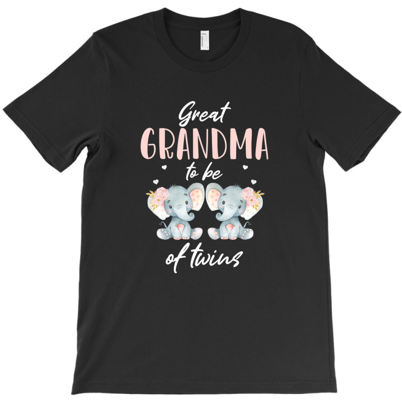 Great Grandma Of Twins Elephant Baby Shower Girl Decorations T-shirt | Artistshot