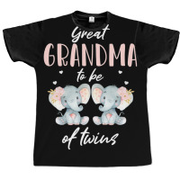 Great Grandma Of Twins Elephant Baby Shower Girl Decorations Graphic T-shirt | Artistshot