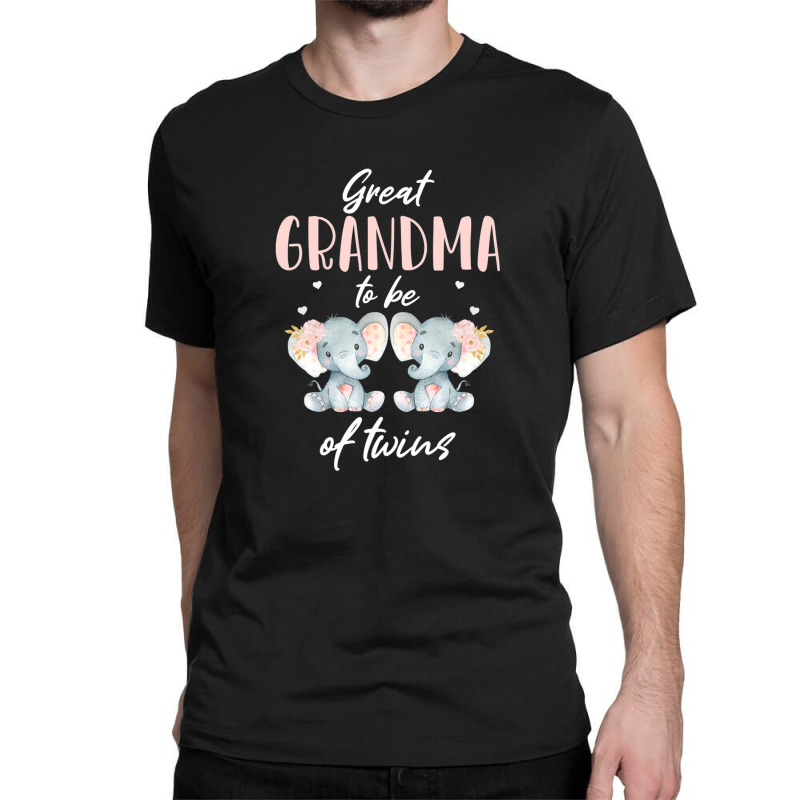 Great Grandma Of Twins Elephant Baby Shower Girl Decorations Classic T-shirt | Artistshot