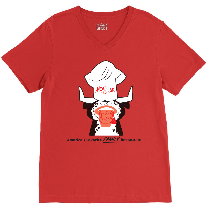 Mr. Steak Family Restaurants V-Neck Tee by zukealieenh | Artistshot